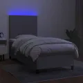 cadre de lit et matelas et LED Gris clair 100x200 cm
