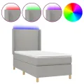 cadre de lit matelas LED Gris clair 100x200 cm Tissu
