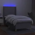 cadre de lit matelas LED Gris clair 100x200 cm Tissu