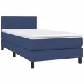cadre de lit avec matelas et LED Bleu 90x190cm Tissu