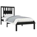 Cadre de lit Noir Bois massif 75x190 cm Petit simple