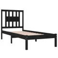 Cadre de lit Noir Bois massif 75x190 cm Petit simple