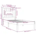 Cadre de lit Noir Bois massif 75x190 cm Petit simple