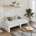 Lit coulissant Blanc Bois de pin massif 2x(90x200) cm