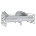 Lit coulissant Blanc Bois de pin massif 2x(90x200) cm