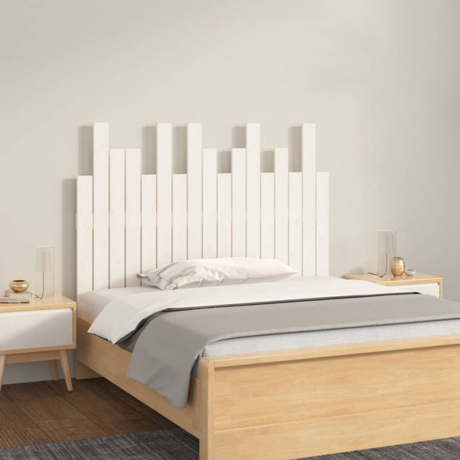 Tête de lit murale Blanc 108x3x80 cm Bois massif de pin