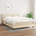 cadre de lit avec matelas Crème 140x200 cm Tissu