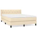 cadre de lit avec matelas Crème 140x200 cm Tissu