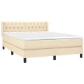 cadre de lit avec matelas Crème 140x200 cm Tissu