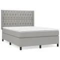 cadre de lit avec matelas Gris clair 140x190cm Tissu