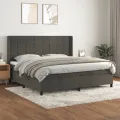 cadre de lit et matelas Gris foncé 200x200cm Velours