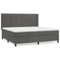cadre de lit et matelas Gris foncé 200x200cm Velours