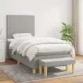 cadre de lit avec matelas Gris clair 100x200cm Tissu