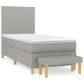 cadre de lit avec matelas Gris clair 100x200cm Tissu