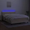 cadre de lit avec matelas LED Crème 140x200 cm Tissu