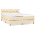 cadre de lit avec matelas Crème 140x200 cm Tissu