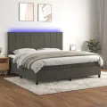 cadre de lit matelas et LED Gris foncé 200x200 cm