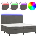 cadre de lit matelas et LED Gris foncé 200x200 cm