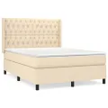 cadre de lit avec matelas Crème 140x200 cm Tissu