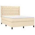cadre de lit avec matelas Crème 140x200 cm Tissu