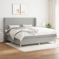 cadre de lit avec matelas Gris clair 200x200cm Tissu