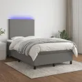 cadre de lit et matelas et LED Gris foncé 120x200 cm