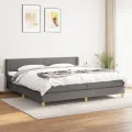 cadre de lit avec matelas Gris foncé 200x200cm Tissu