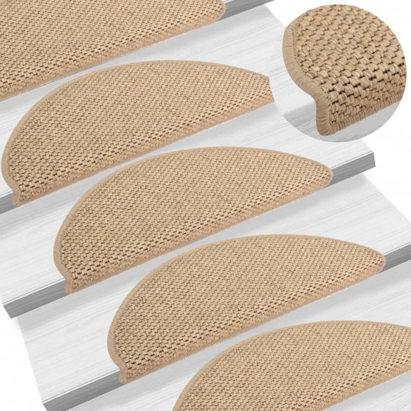 Tapis d'escalier autocollants 15 pcs 65x21x4 cm Sable