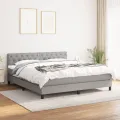 cadre de lit avec matelas Gris clair 160x200cm Tissu