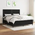 cadre de lit avec matelas Noir 180x200 cm Tissu