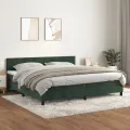 cadre de lit et matelas Vert foncé 200x200cm Velours