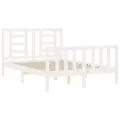 Cadre de lit avec tête de lit blanc 140x200 cm bois massif