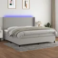 cadre de lit matelas LED Gris clair 200x200 cm Tissu