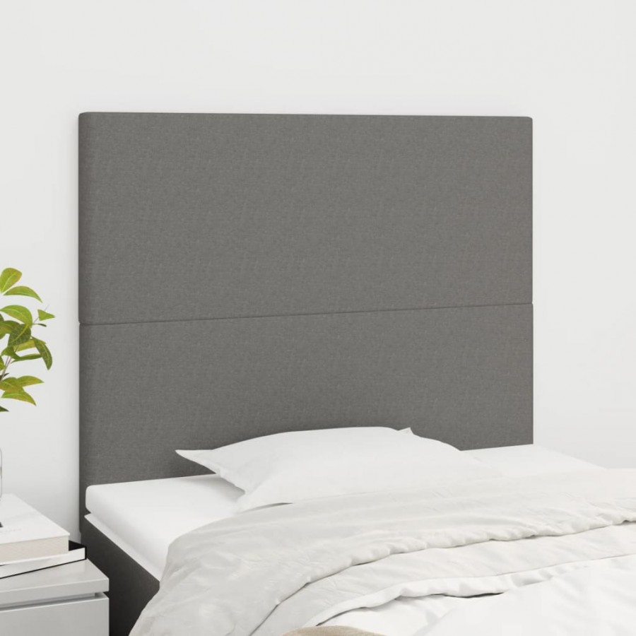 Têtes de lit 2 pcs Gris foncé 100x5x78/88 cm Tissu