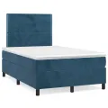 cadre de lit et matelas Bleu foncé 120x200cm Velours