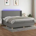 cadre de lit matelas LED Gris foncé 200x200 cm Tissu