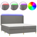 cadre de lit matelas LED Gris foncé 200x200 cm Tissu