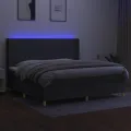 cadre de lit matelas LED Gris foncé 200x200 cm Tissu