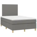cadre de lit avec matelas Gris foncé 120x200cm Tissu