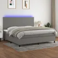 cadre de lit et matelas et LED Gris foncé 200x200 cm