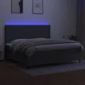 cadre de lit et matelas et LED Gris foncé 200x200 cm