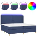 cadre de lit matelas et LED Bleu 200x200 cm Tissu