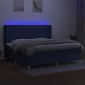 cadre de lit matelas et LED Bleu 200x200 cm Tissu