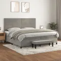cadre de lit et matelas Gris clair 200x200cm Velours