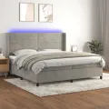cadre de lit matelas et LED Gris clair 200x200 cm