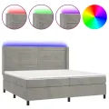cadre de lit matelas et LED Gris clair 200x200 cm