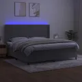 cadre de lit matelas et LED Gris clair 200x200 cm