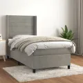 cadre de lit et matelas Gris clair 100x200cm Velours