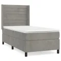 cadre de lit et matelas Gris clair 100x200cm Velours