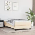 cadre de lit avec matelas Crème 90x200 cm Tissu